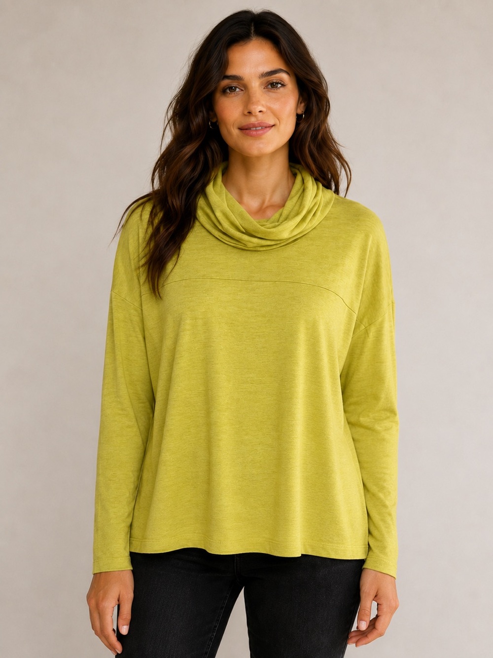 CAbi Ease Turtleneck 4193 Bright Moss Cowl Neck Oversized Top XS